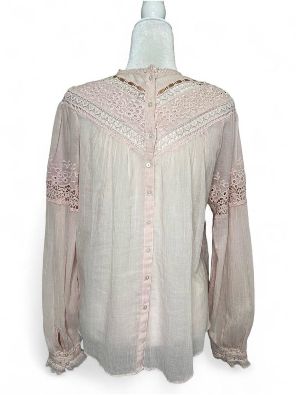 Free People Abigail Victorian Top in "Moon Cake" blush pink - Picture 3 of 8
